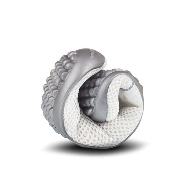 A white and silver object with a spiral design.