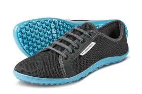 Black and blue minimalist running shoes.